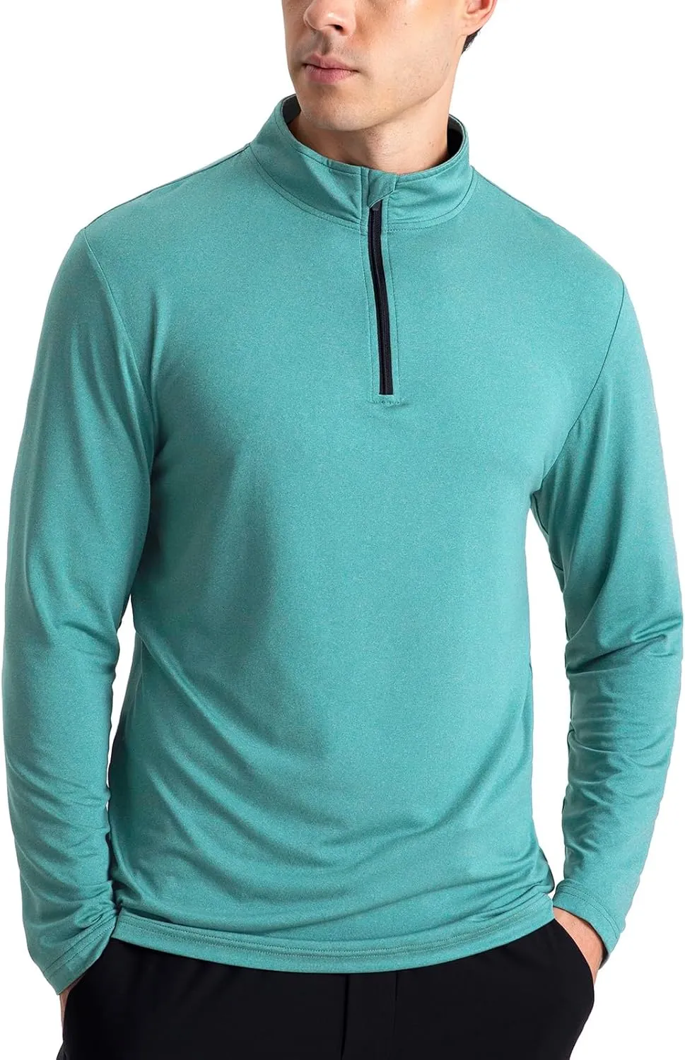 CARWORNIC Men's Long Sleeve Athletic Shirts 1/4 Zip Pullover Quick Dry Active Sports Sweatshirt for Running Workout Gym