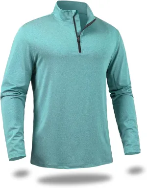 CARWORNIC Men's Long Sleeve Athletic Shirts 1/4 Zip Pullover Quick Dry Active Sports Sweatshirt for Running Workout Gym