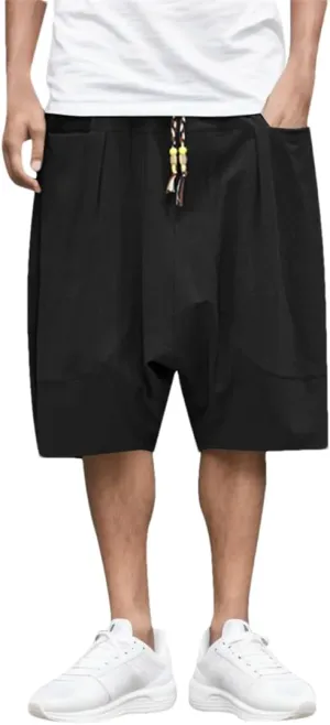 Casual Sweatpants for Men Cotton Cropped Pants Loose Harem Pants Sweatpants
