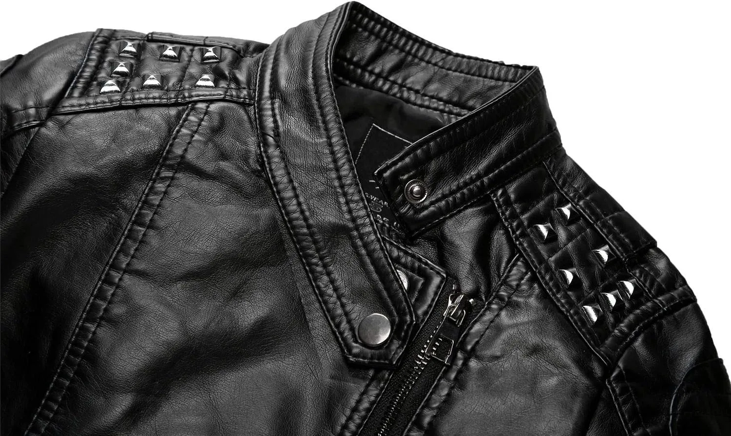 Children Leather Jacket Kids Motorcycle Biker Jacket Stand Collar Zipper Faux Leather Coat