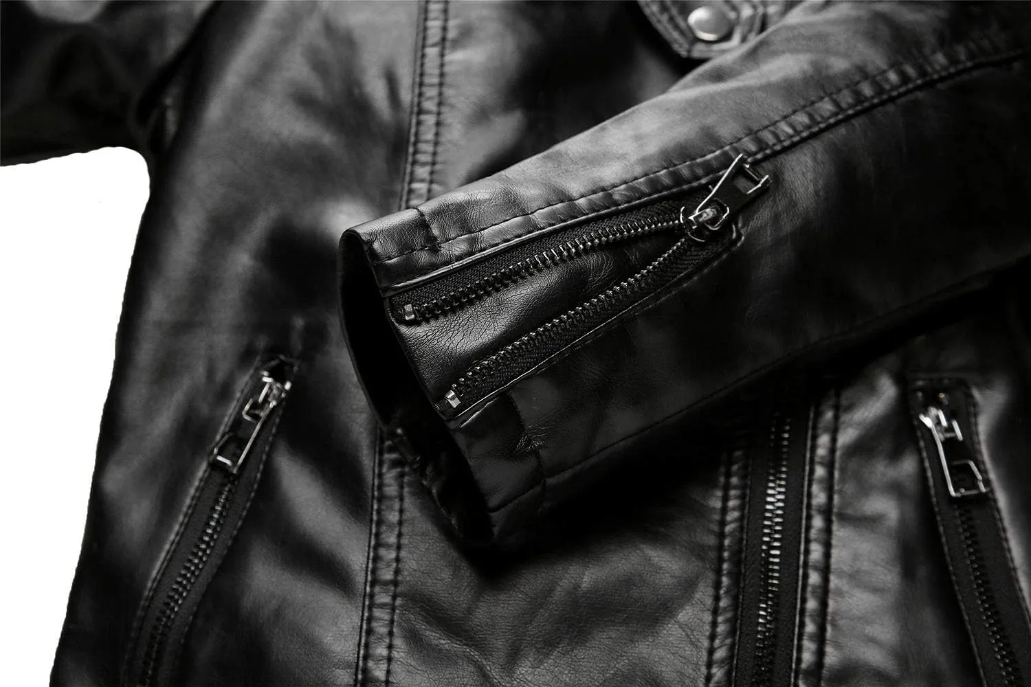 Children Leather Jacket Kids Motorcycle Biker Jacket Stand Collar Zipper Faux Leather Coat