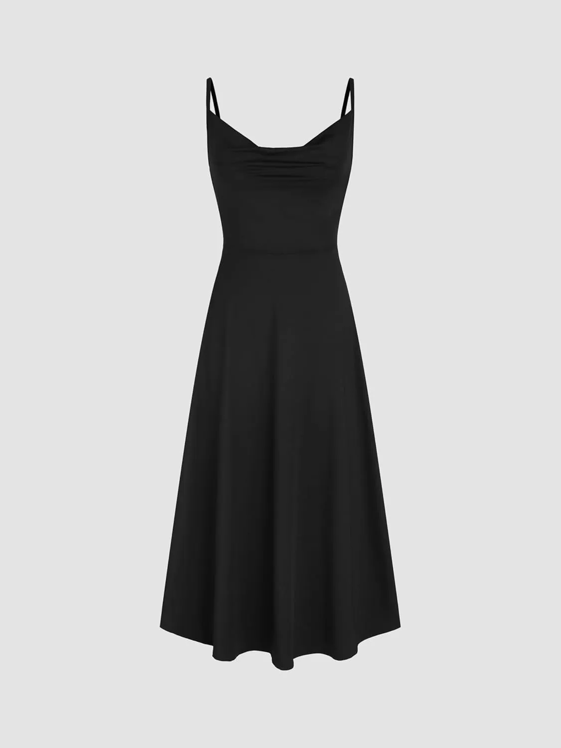 CIDER Summer Women's Spaghetti Strap Cowl Neck Cocktail Dress Ruched Sleeveless Formal Midi Dress Party Club Dress