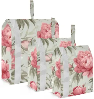 Colorful Floral Flowers Packing Cubes for Suitcases 3 Set Compression Expandable Luggage Packing Organizers for Carry on Suitcase Travel Accessories Luggage Organizer Bags Set