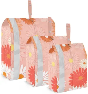 Colorful Leaves Flowers Packing Cubes for Suitcases 3 Set Compression Expandable Luggage Packing Organizers for Carry on Suitcase Travel Accessories Luggage Organizer Bags Set