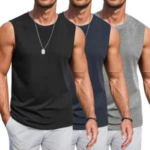 COOFANDY Mens Workout Tank Tops Cotton 3 Pack Soft Muscle Shirt Sleeveless Classic T Shirts Gym Athletic Tank