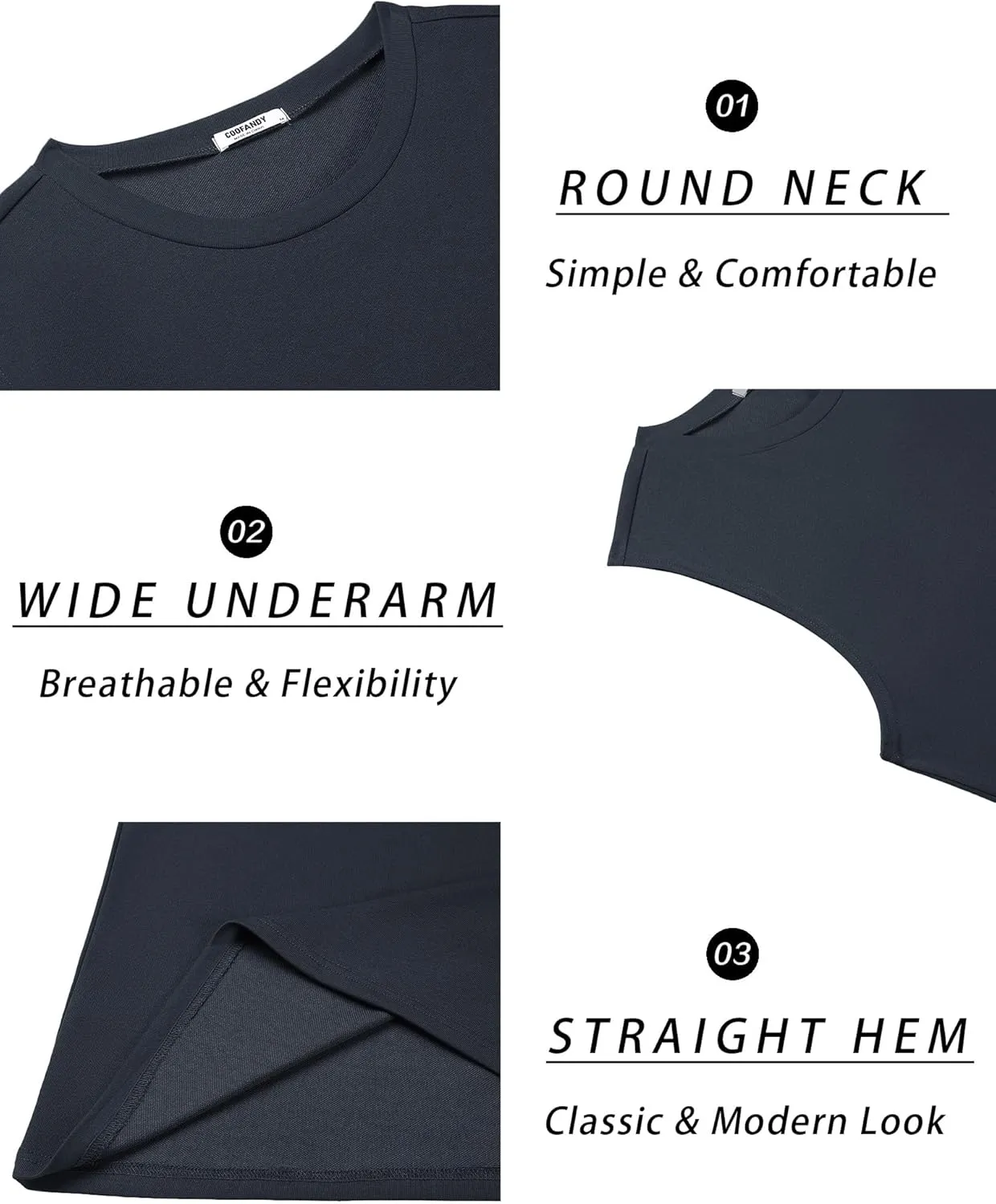 COOFANDY Mens Workout Tank Tops Cotton 3 Pack Soft Muscle Shirt Sleeveless Classic T Shirts Gym Athletic Tank