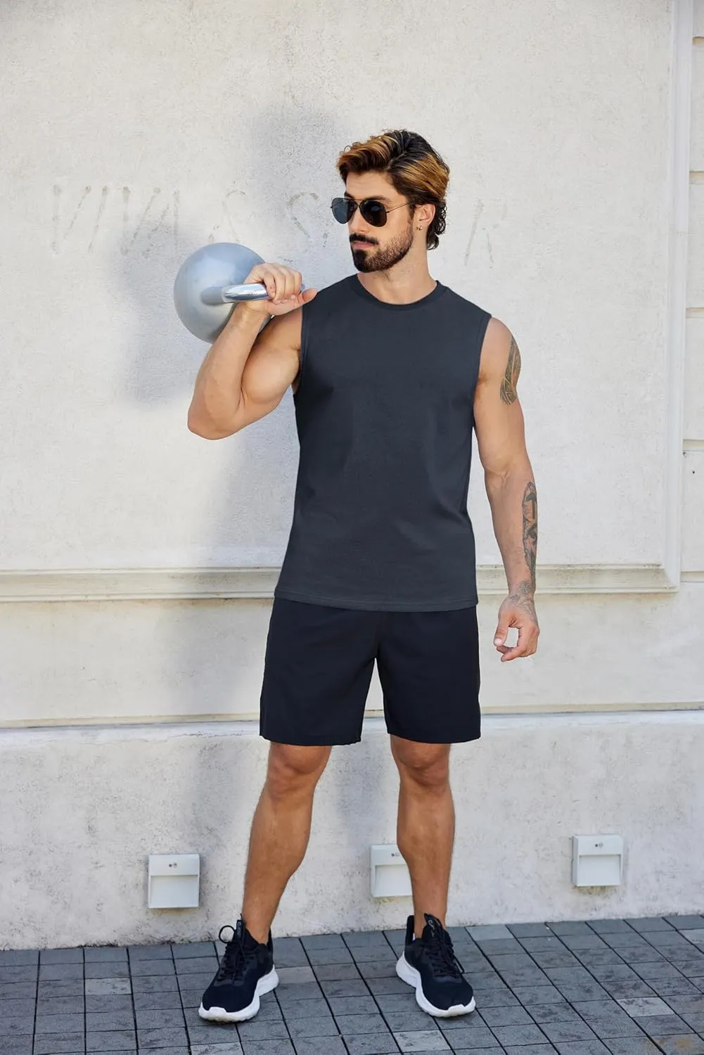 COOFANDY Mens Workout Tank Tops Cotton 3 Pack Soft Muscle Shirt Sleeveless Classic T Shirts Gym Athletic Tank