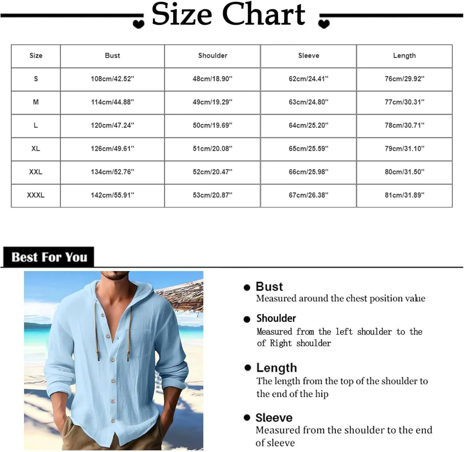 Cotton Linen Shirts for Men Drawstring Button Long Sleeve Tops with Hood Casual Breathable Summer Beach Hoodie
