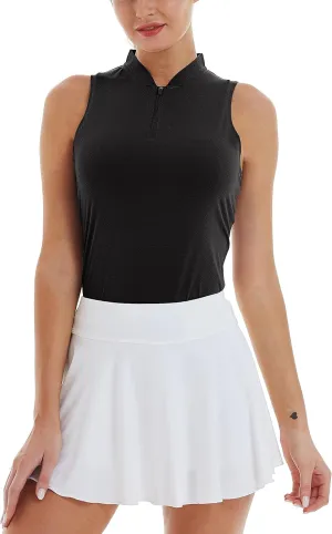 CQC Women's Golf Tennis Sleeveless Polo Shirts Quick Dry Athletic Tank Tops UPF 50 