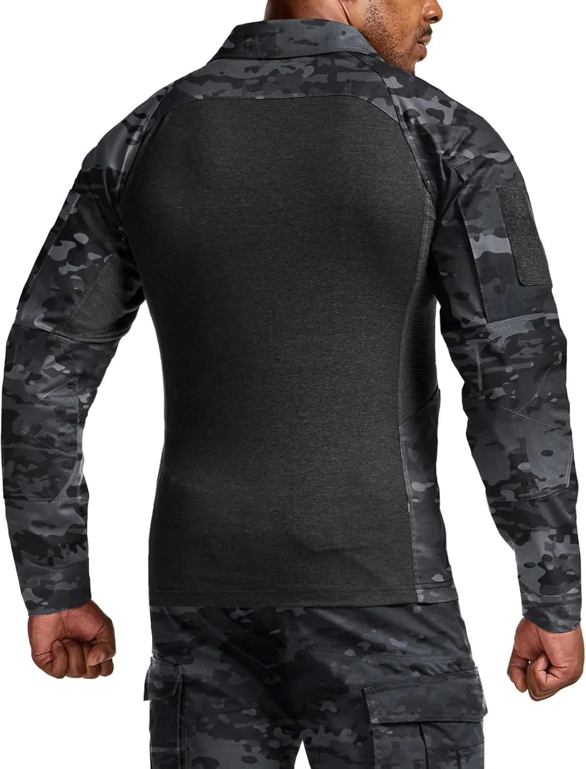 CQR Men's Combat Shirt Tactical 1/4 Zip Long Sleeve Military BDU Shirts Camo EDC Top with Pockets