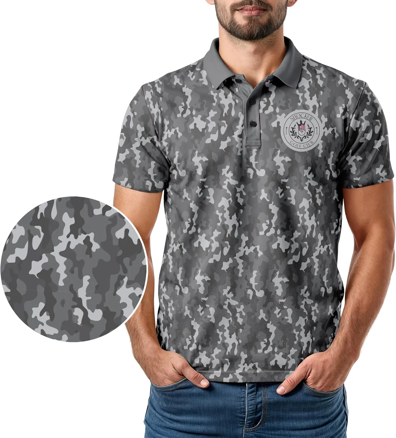 Crude Funny Golf Polo Shirts - Men UPF Dry Fit Performance Moisture Wicking Hawaiian Quick Dry Stretch Disc Shocker Glove