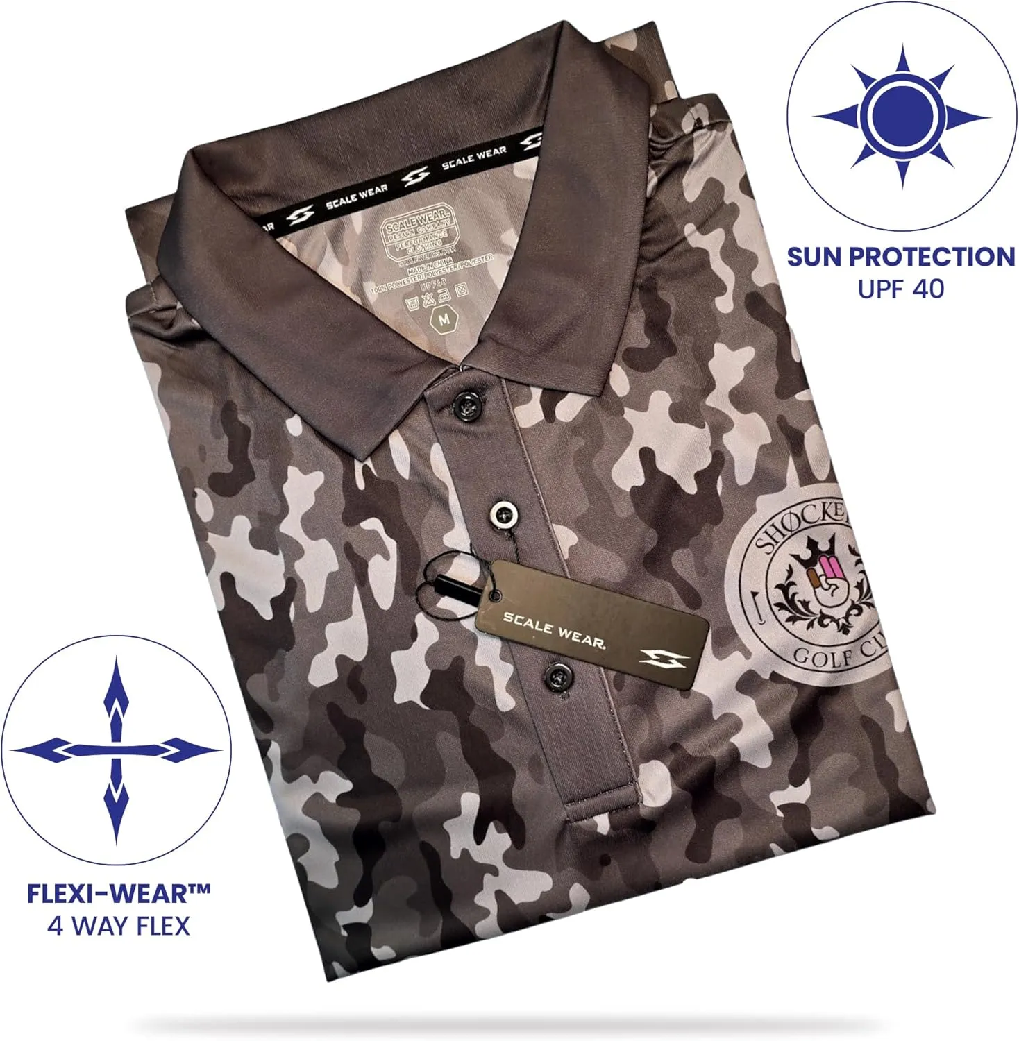 Crude Funny Golf Polo Shirts - Men UPF Dry Fit Performance Moisture Wicking Hawaiian Quick Dry Stretch Disc Shocker Glove