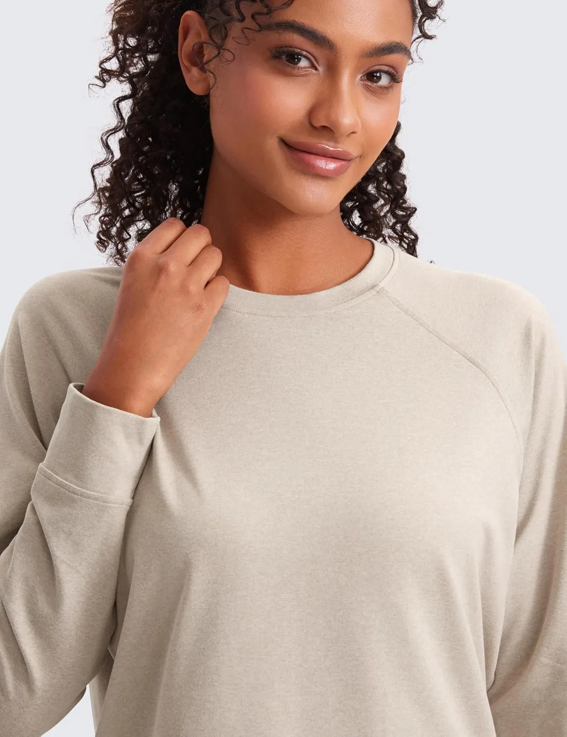 CRZ YOGA Cloud Jersey Pullover Sweatshirt for Women Long Sleeve Soft Casual Crewneck Tops Basic Workout Fall Shirts