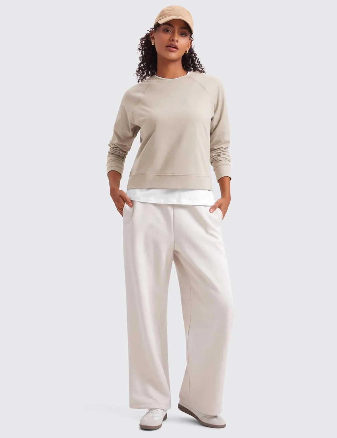 CRZ YOGA Cloud Jersey Pullover Sweatshirt for Women Long Sleeve Soft Casual Crewneck Tops Basic Workout Fall Shirts