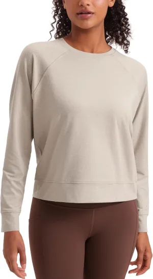 CRZ YOGA Cloud Jersey Pullover Sweatshirt for Women Long Sleeve Soft Casual Crewneck Tops Basic Workout Fall Shirts