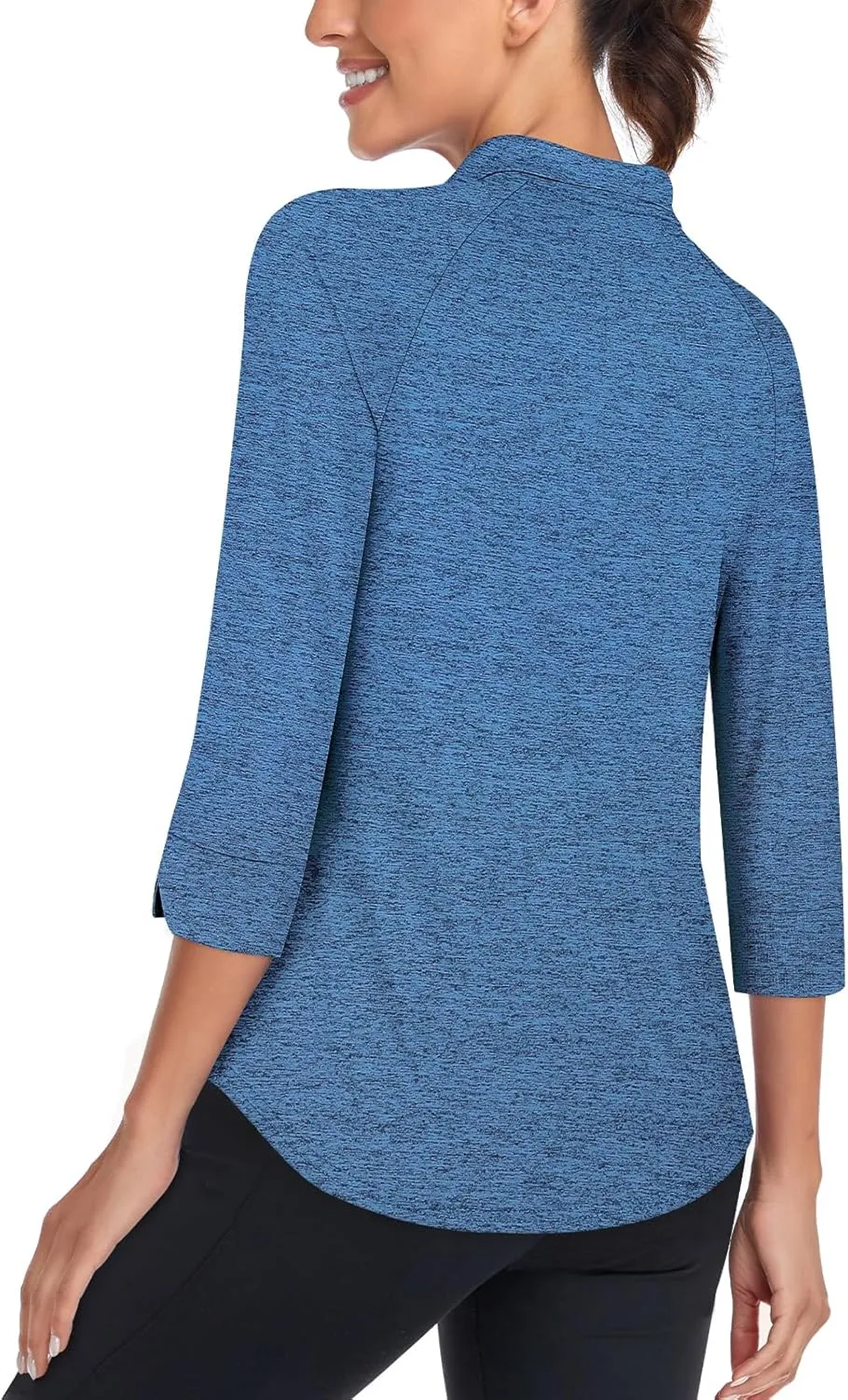 Cucuchy Style Womens Golf Shirt 3/4 Sleeve Quarter Zip Workout Tennis Tops Quick Dry UPF 50  Shirts
