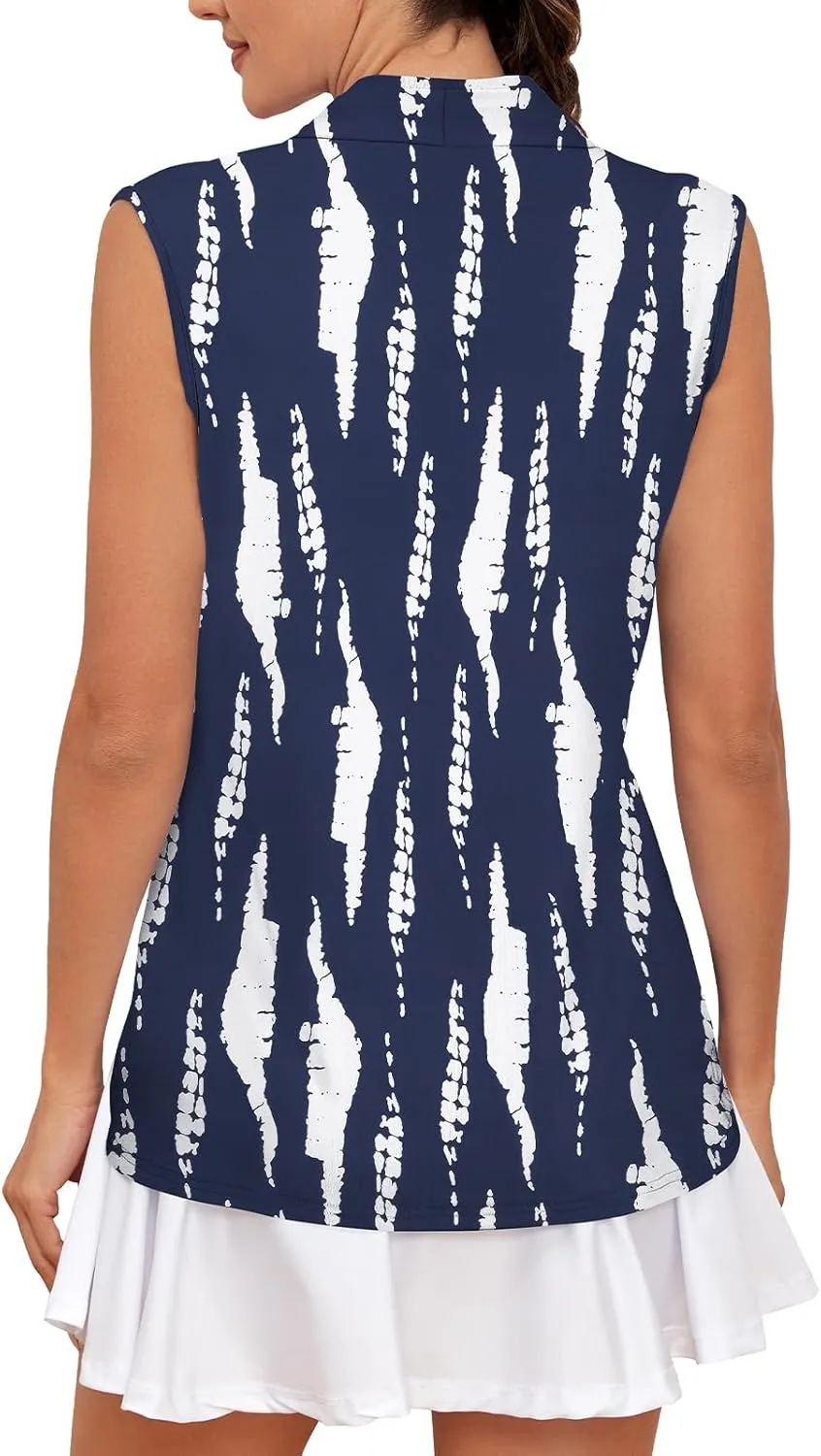 Cucuchy Style Womens Golf Shirts Sleeveless 1/4 Zip Up Moisture Wicking Tennis Polo Tank Tops M-3XL
