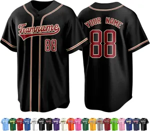 Custom Baseball Jersey Stitched Print Personalized Name Number Team Button Down Shirts Sports Uniform for Men Women Boys