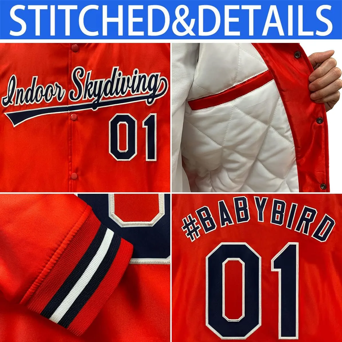 Custom Men/Women/Youth Varsity Baseball Jacket Sportswear Coat Stitched Personalized Name Number