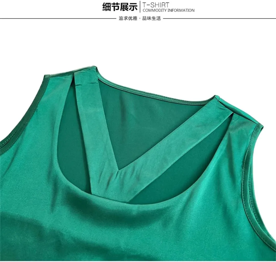 Dbdkejj Women Summer Camisole Tank Sleeveless Satin Vest