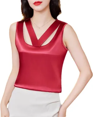 Dbdkejj Women Summer Camisole Tank Sleeveless Satin Vest