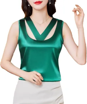 Dbdkejj Women Summer Camisole Tank Sleeveless Satin Vest
