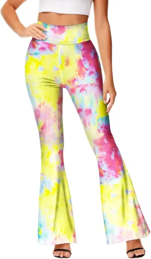 Deerose Women's High Waist Stretch Bell Bottom Slim-Fit Flare Leg Hippie Pants