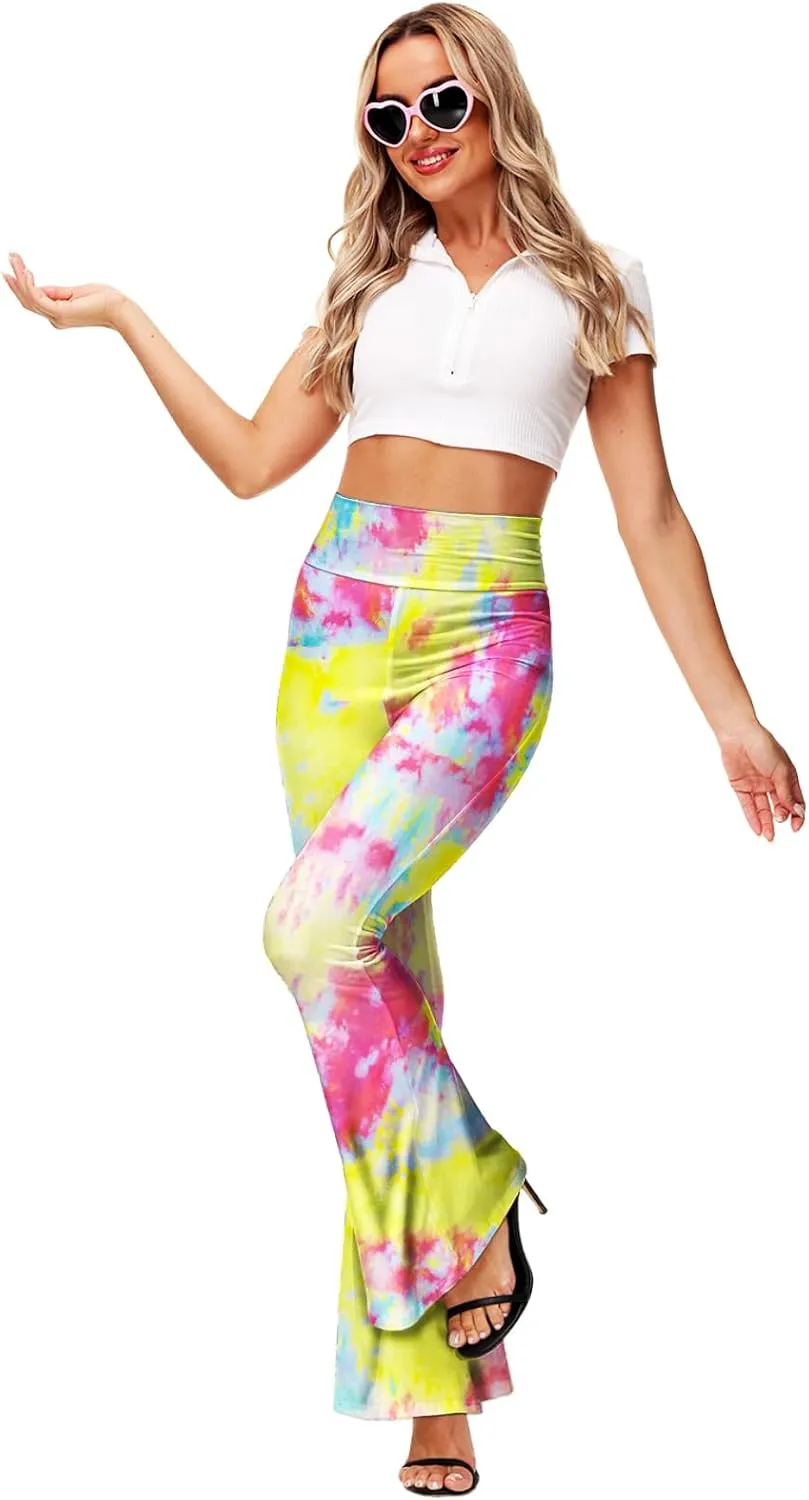 Deerose Women's High Waist Stretch Bell Bottom Slim-Fit Flare Leg Hippie Pants