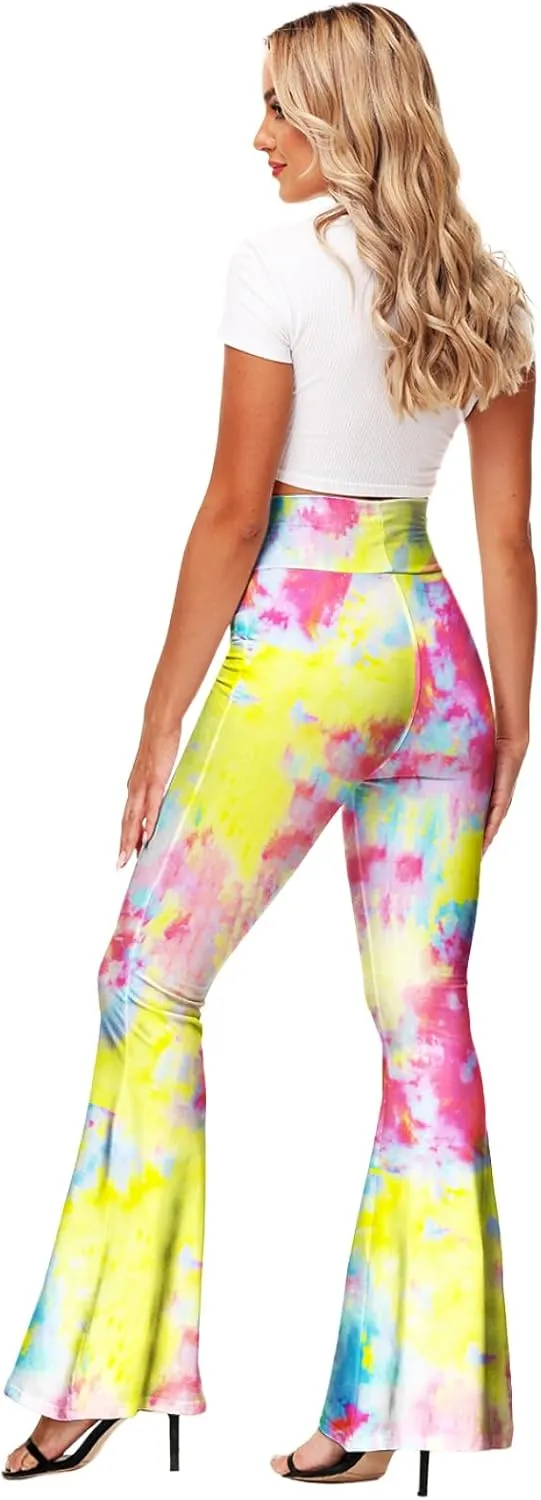 Deerose Women's High Waist Stretch Bell Bottom Slim-Fit Flare Leg Hippie Pants