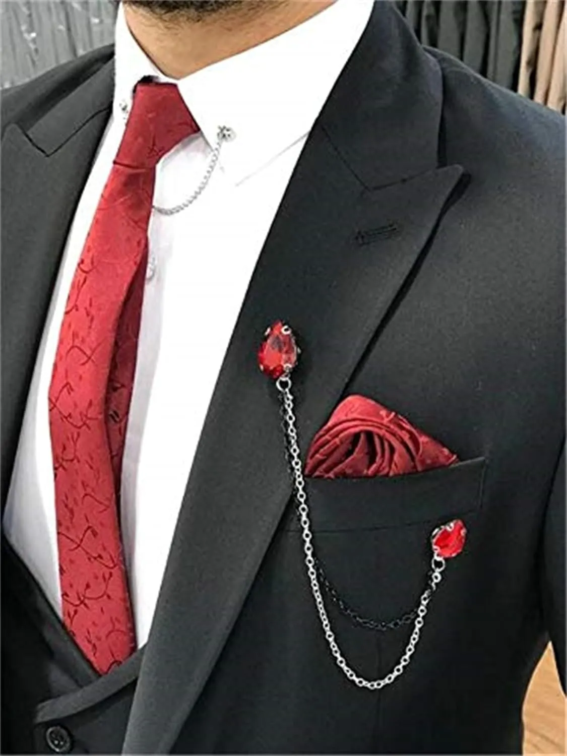 Double Breasted Suit Men 3 Piece Men's Suits Slim Fit Peak Lapel Suit one Button Blazer Vest Pants for Men Wedding