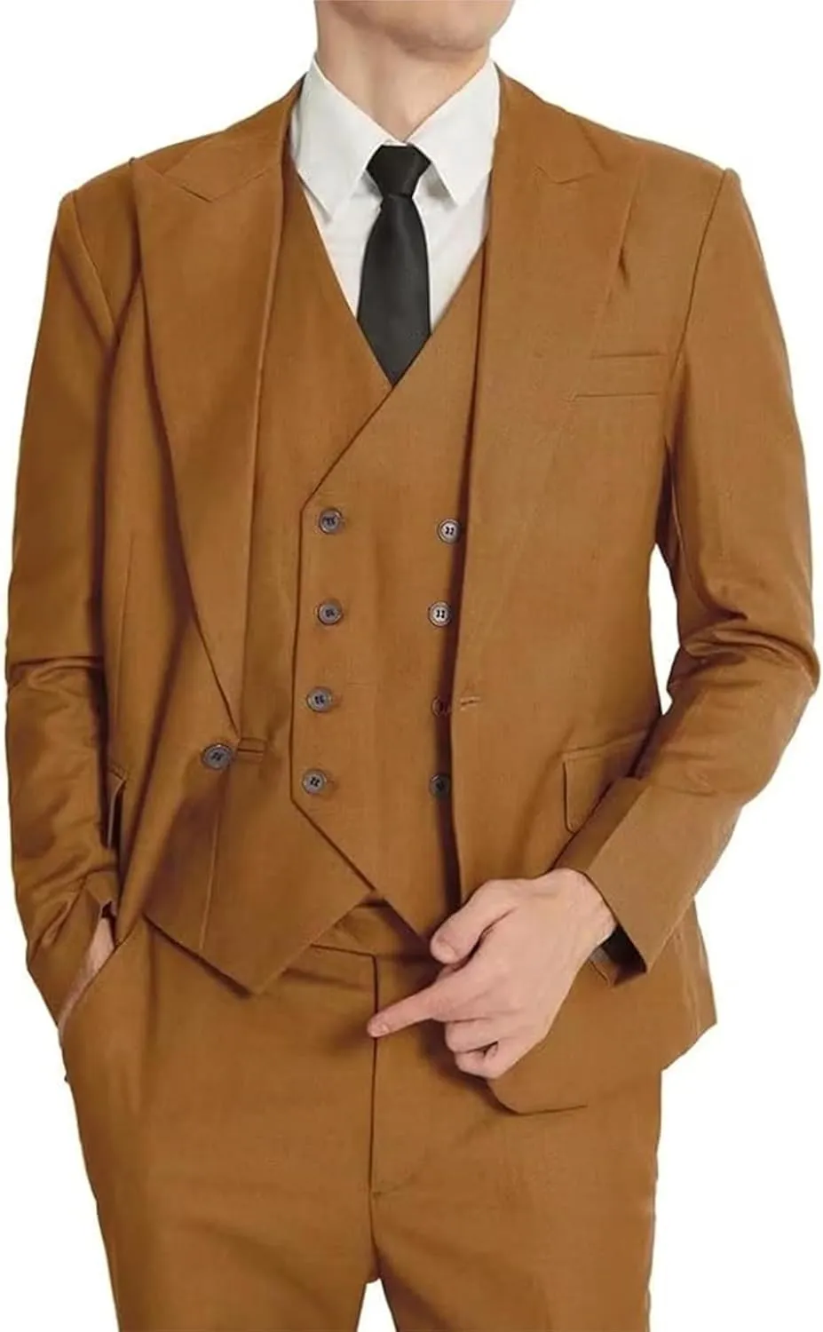 Double Breasted Suit Men 3 Piece Men's Suits Slim Fit Peak Lapel Suit one Button Blazer Vest Pants for Men Wedding