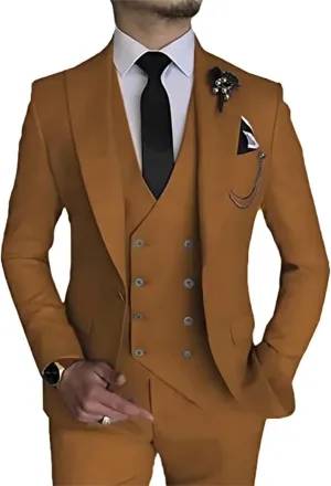 Double Breasted Suit Men 3 Piece Men's Suits Slim Fit Peak Lapel Suit one Button Blazer Vest Pants for Men Wedding