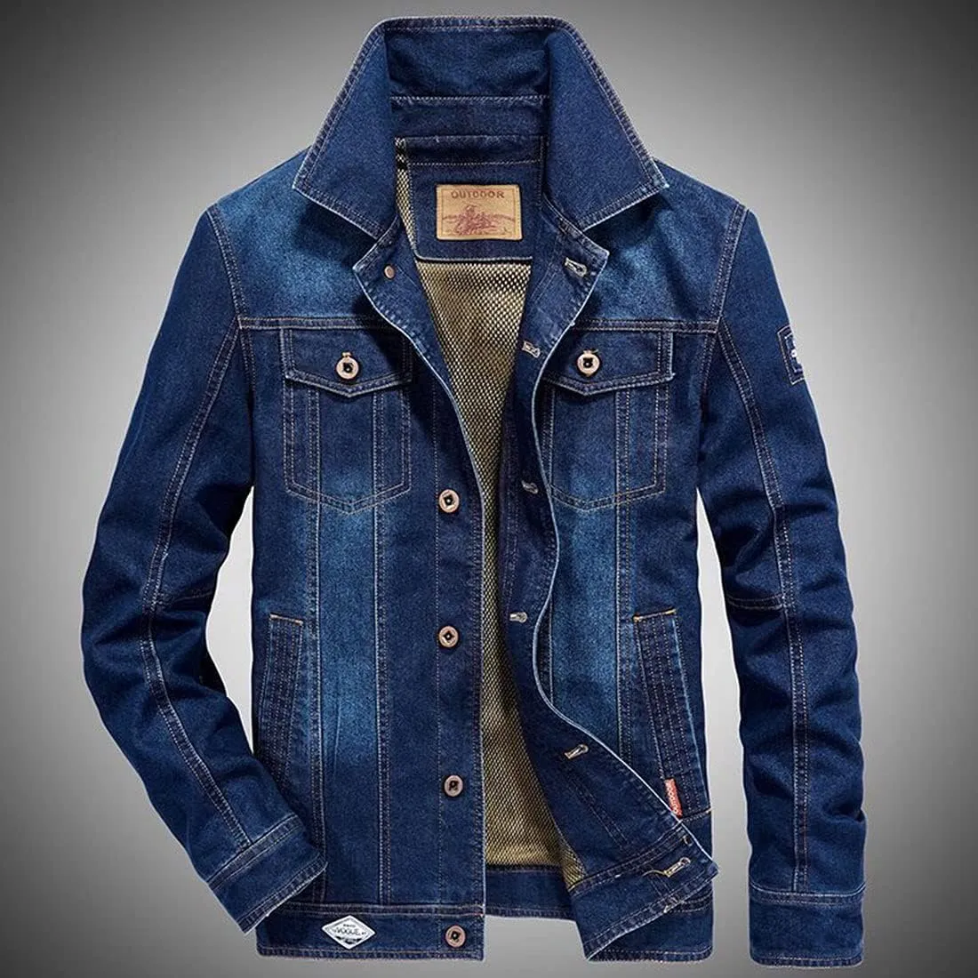 ebossy Men's Casual Distressed Denim Jacket Button Up Long Sleeve Trucker Moto Jean Coat