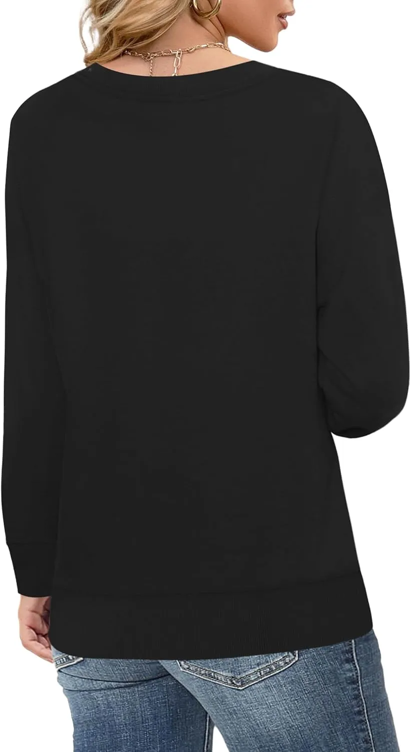 Elesomo Womens Sweatshirts Cotton Crew Neck Casual Long Sleeve Pullover Tops