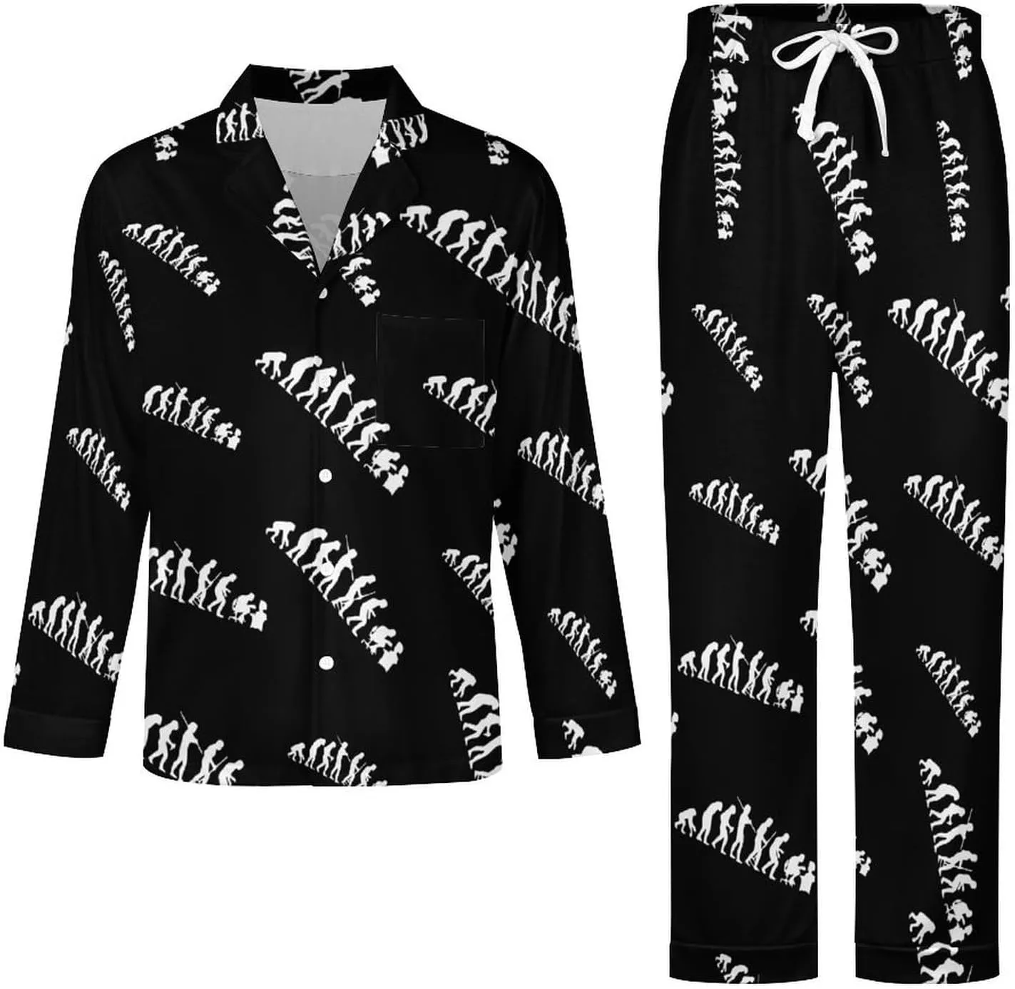 Evolution Of A Computer Profile 2 PCS Men Pajama Set Long Sleeve Button-down Shirts Tops & Sleep Pants Loungewear