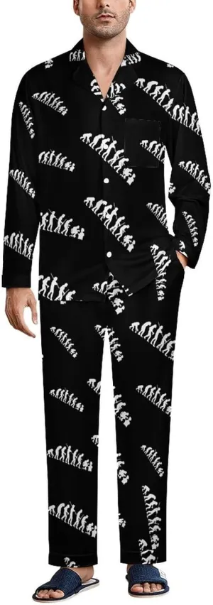 Evolution Of A Computer Profile 2 PCS Men Pajama Set Long Sleeve Button-down Shirts Tops & Sleep Pants Loungewear
