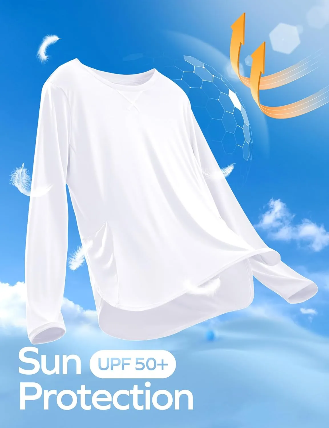 Ewedoos Sun Shirts UPF 50  Long Sleeve Workout Tops for Women Lightweight Quick Dry Sun Protection Clothing Hiking