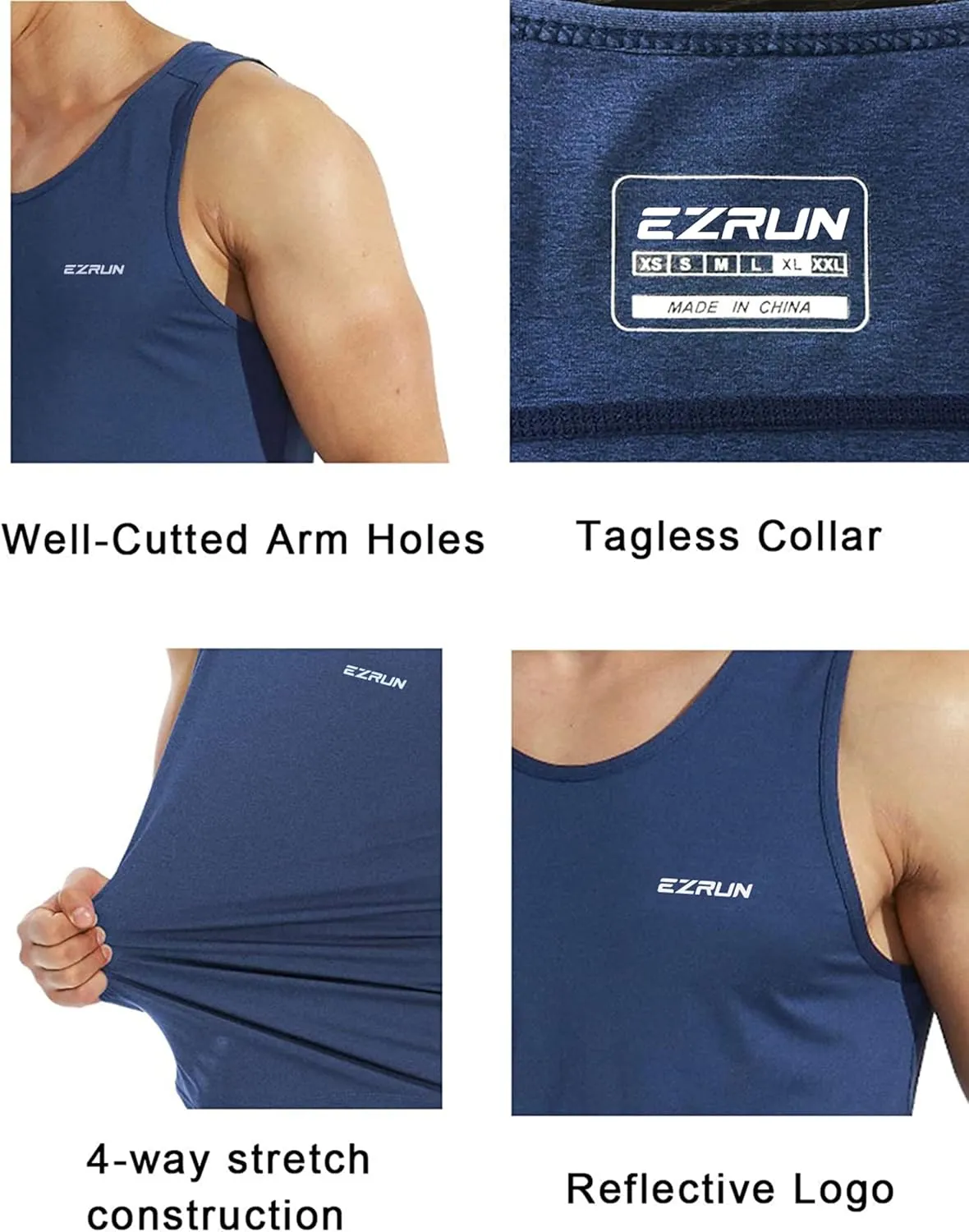 EZRUN Men's Quick Dry Sport Tank Top for Bodybuilding Gym Athletic Jogging Running,Fitness Training Workout Sleeveless Shirts