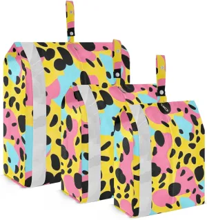Fashion Leopard Print Rainbow Packing Cubes for Suitcases 3 Set Compression Lightweight Luggage Packing Organizers for Carry on Suitcase Travel Accessories Luggage Organizer Bags Set
