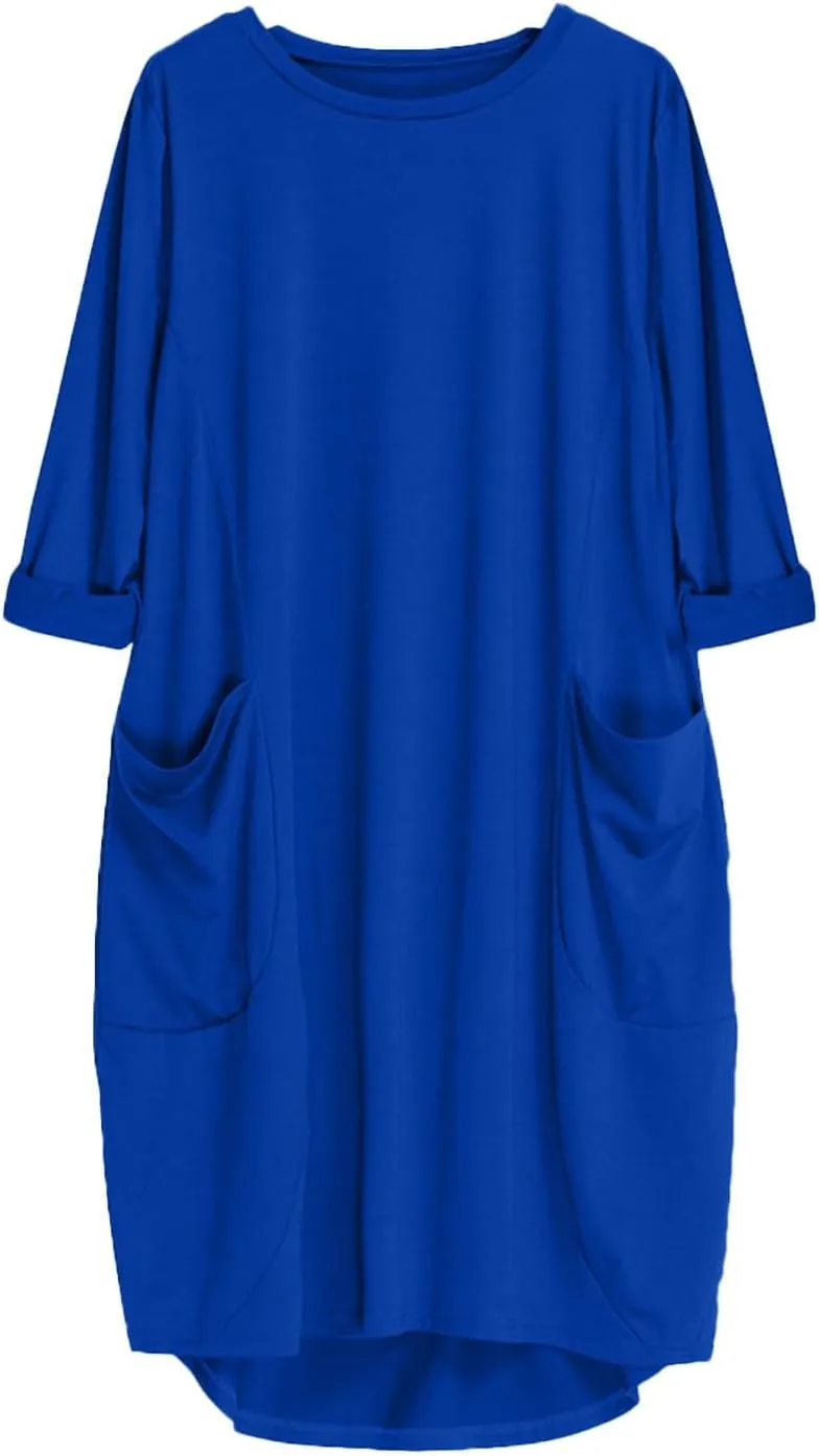 Firzero Womens Oversized Tunic Dress Plus Size Summer Shirts Dress 2024 Casual Baggy Vacation Midi Dress Pullover Tops
