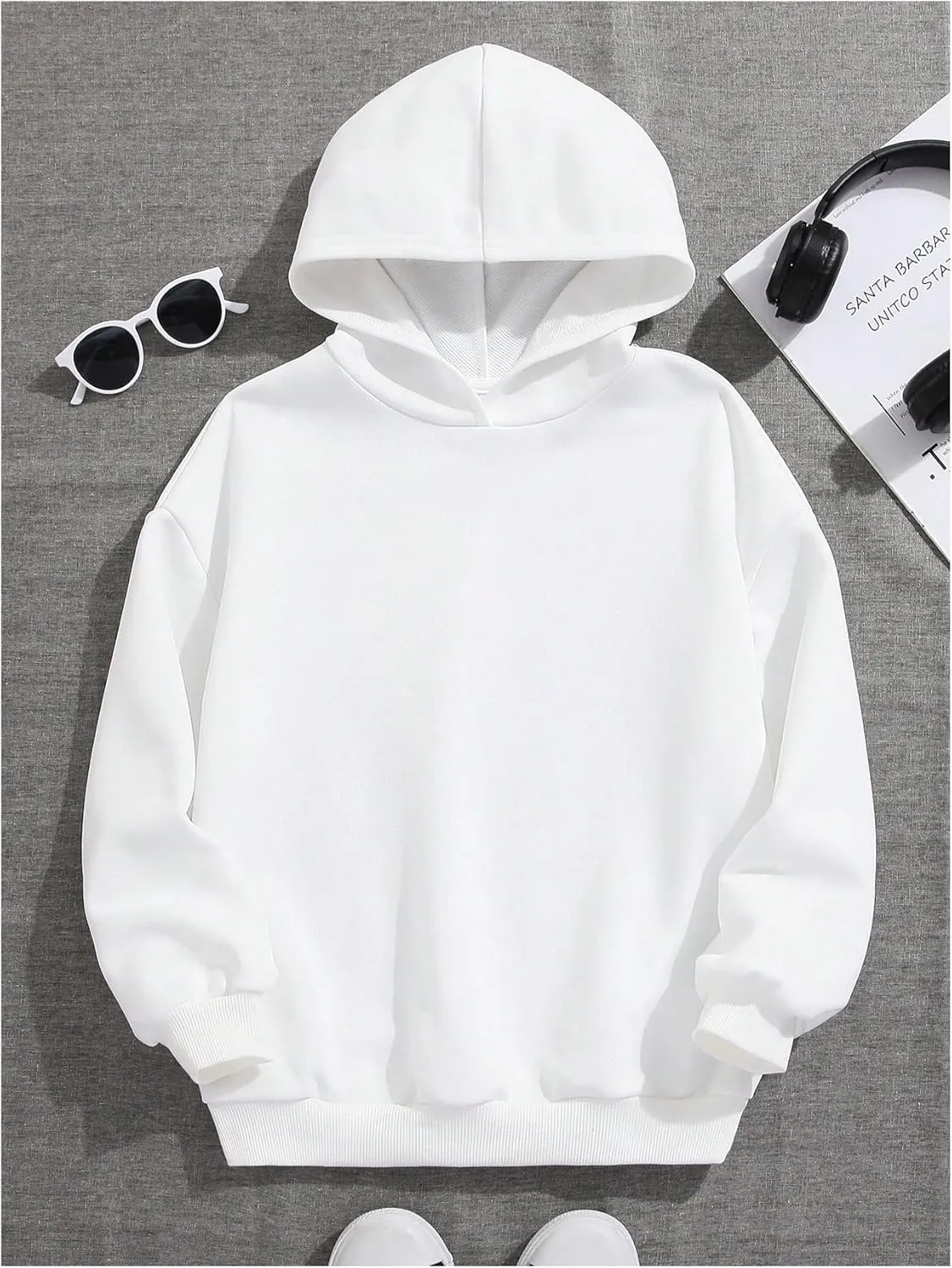 Floerns Girls Heart Graphic Print Long Sleeve Hooded Sweatshirt Pullover Tops