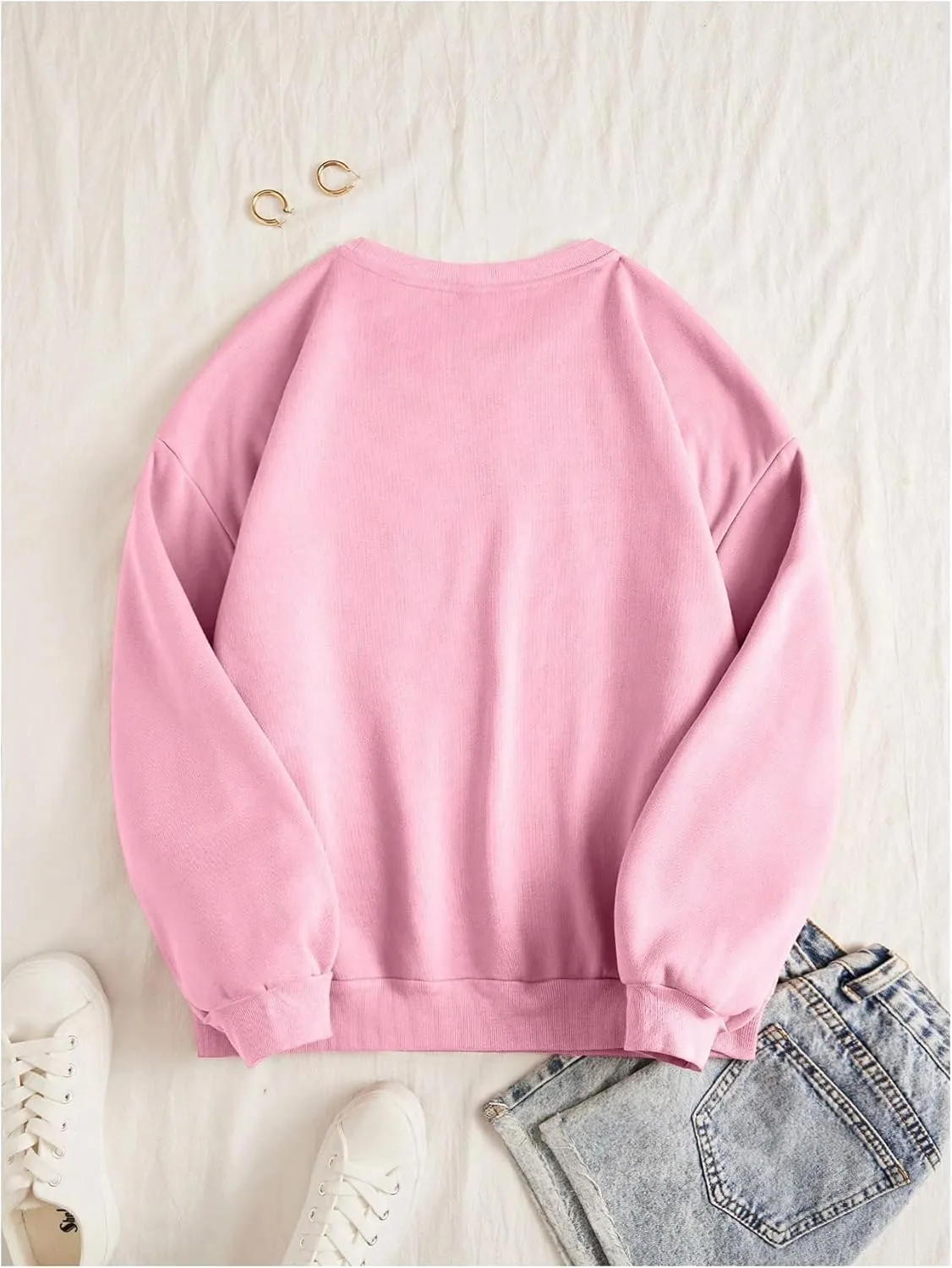 Floerns Women's Letter Graphic Print Long Sleeve Sweatshirt Pullover Tops