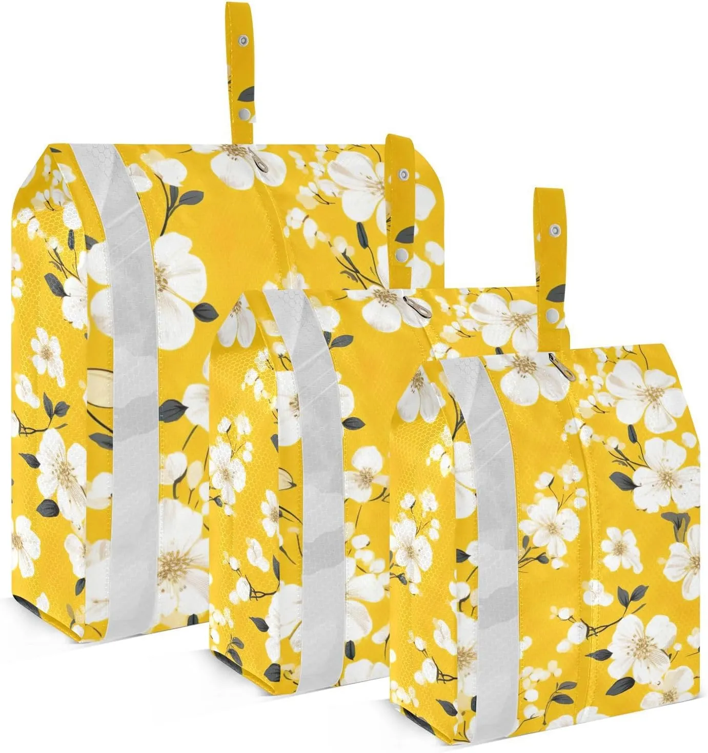 Floral Flower Orange Packing Cubes for Suitcases 3 Set Compression Lightweight Luggage Packing Organizers for Carry on Suitcase Travel Essentials Luggage Organizer Bags Set