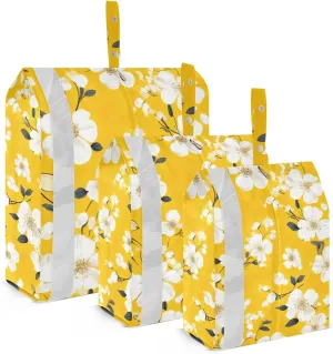 Floral Flower Orange Packing Cubes for Suitcases 3 Set Compression Lightweight Luggage Packing Organizers for Carry on Suitcase Travel Essentials Luggage Organizer Bags Set
