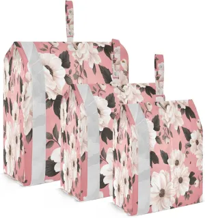 Florals Flowers Pink Packing Cubes for Travel 3 Set Compression Expandable Luggage Packing Organizers for Carry on Suitcase Travel Essentials Luggage Organizer Bags Set