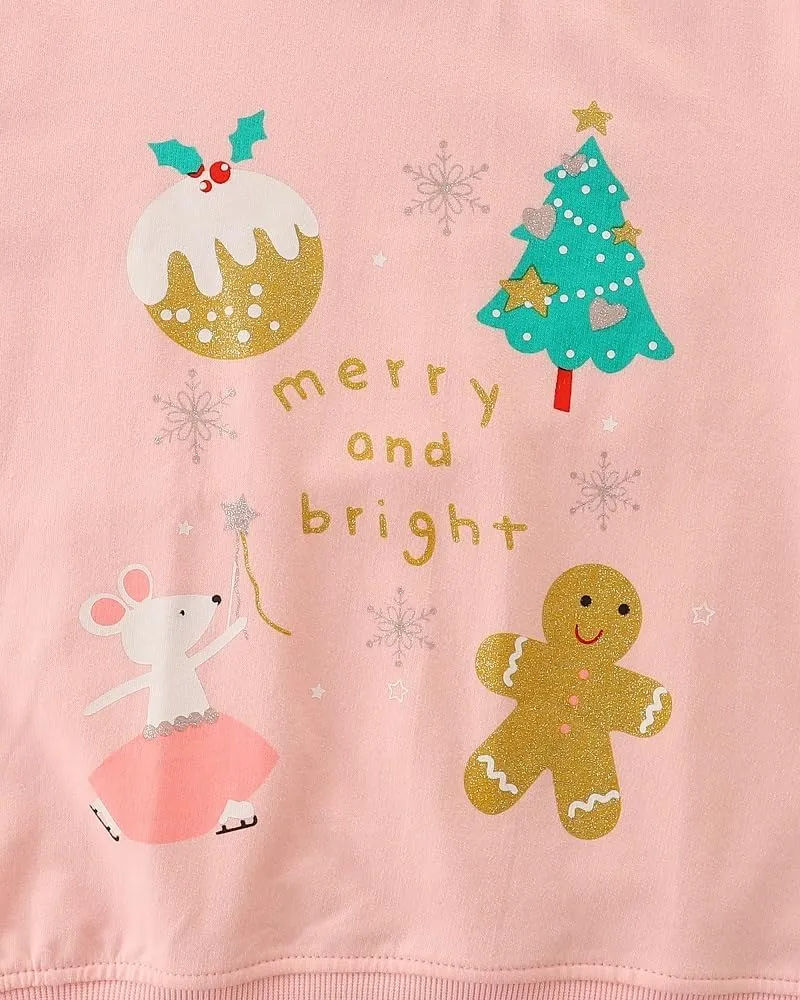FreeLu Girls Cotton Pullover Sweatshirts Kids Cute Cartoon Printed Crewneck Tops