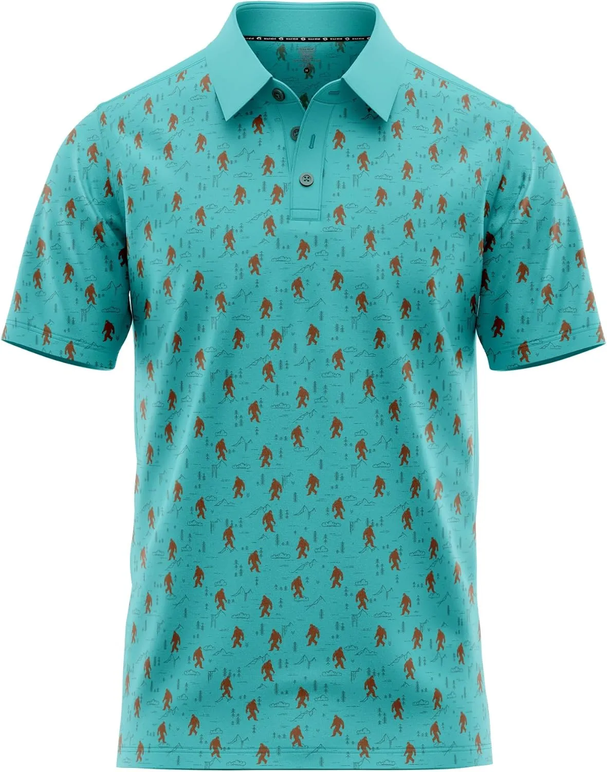 Funny Golf Polo Men Shirts - Short Sleeve UPF Quick Dry Fit Performance Moisture Wicking Stretch Crazy Summer Casual Tropical