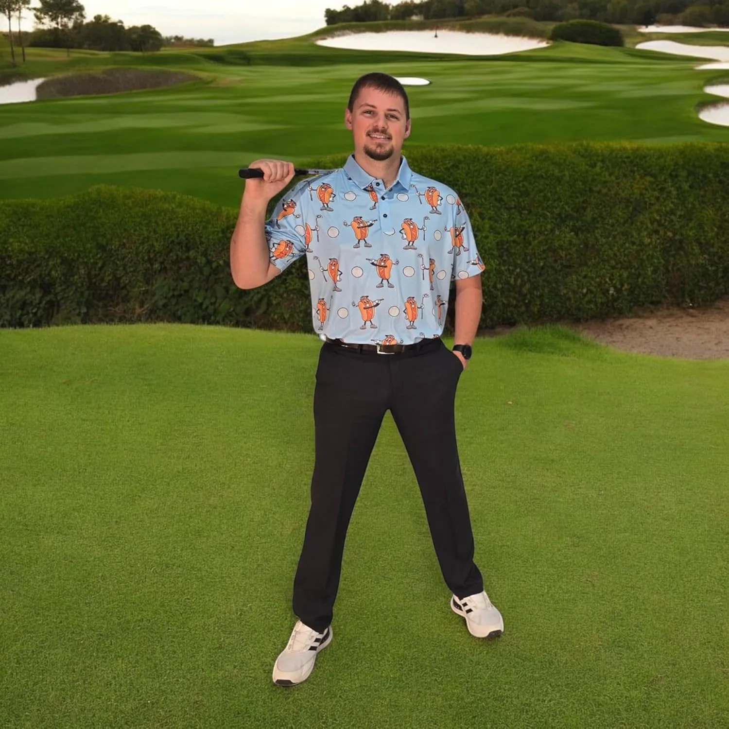 Funny Golf Polo Men Shirts - Short Sleeve UPF Quick Dry Fit Performance Moisture Wicking Stretch Crazy Summer Casual Tropical