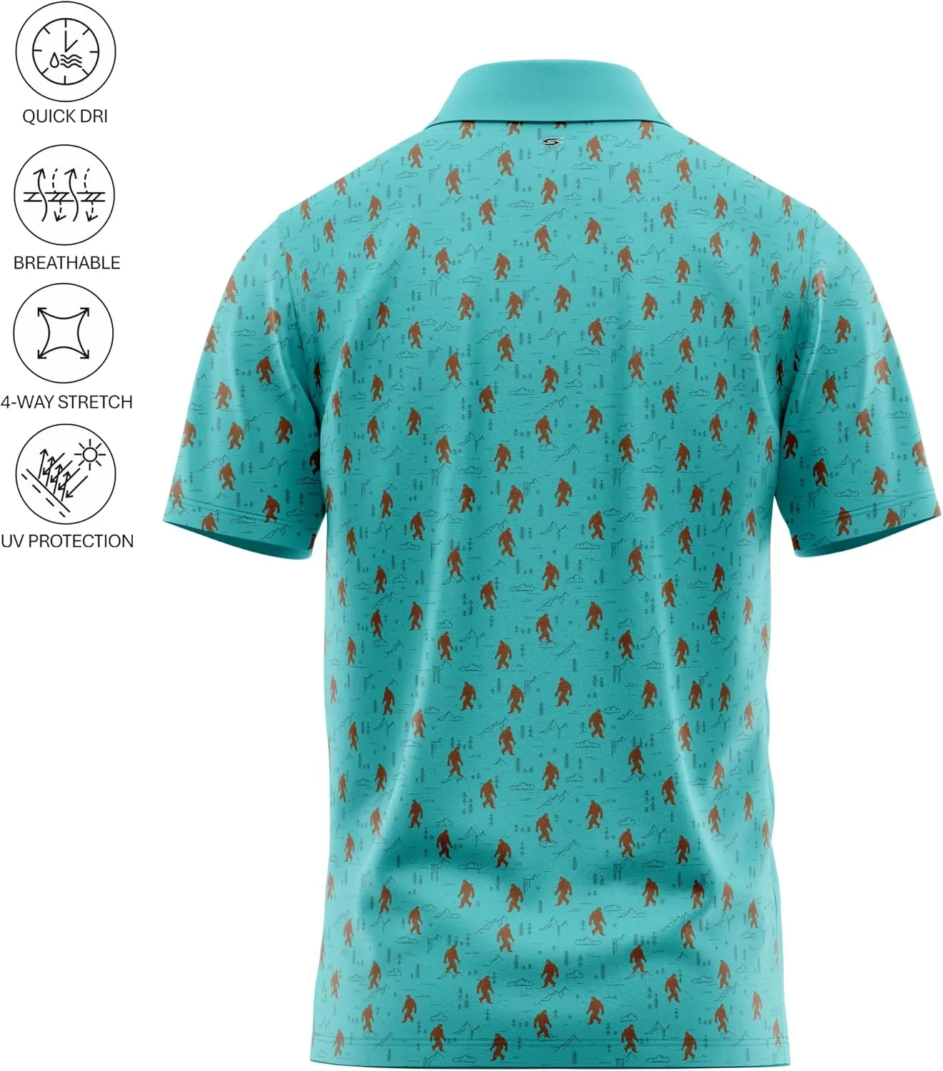 Funny Golf Polo Men Shirts - Short Sleeve UPF Quick Dry Fit Performance Moisture Wicking Stretch Crazy Summer Casual Tropical