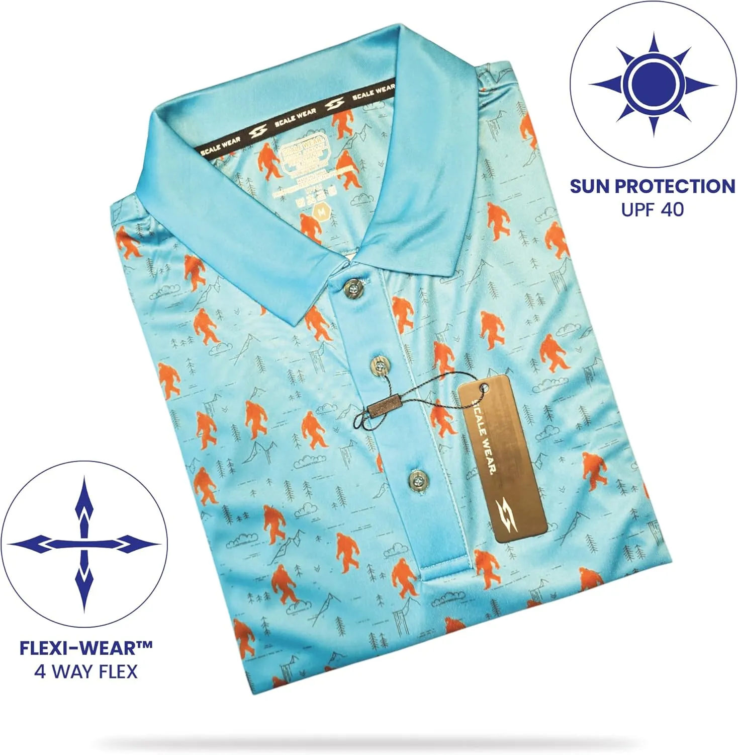 Funny Golf Polo Men Shirts - Short Sleeve UPF Quick Dry Fit Performance Moisture Wicking Stretch Crazy Summer Casual Tropical